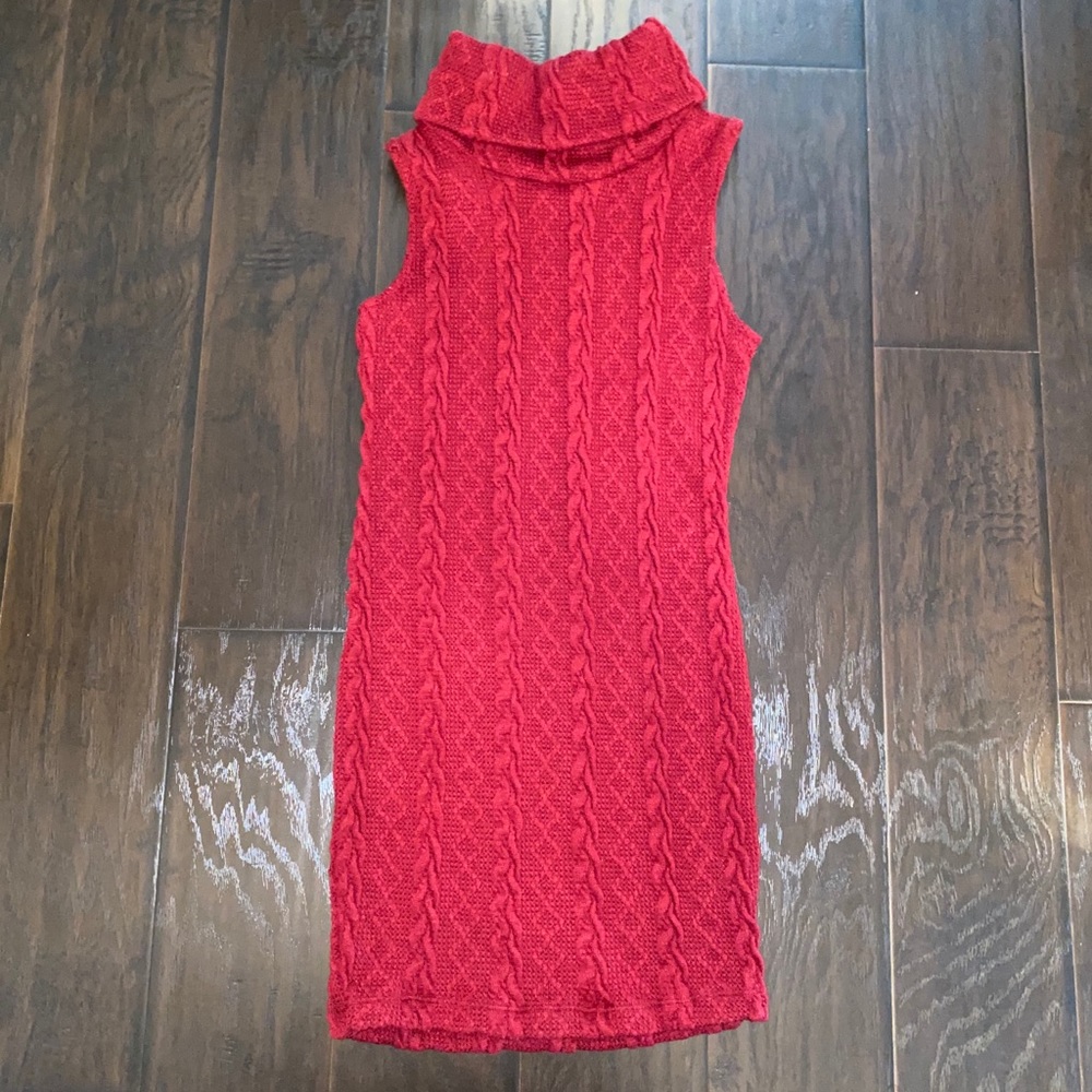 Turtleneck Sleeveless Sweater Dress